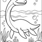 Plesiosaurus Marine Scene Coloring Pages Printable