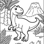 Allosaurus Jurassic Scene Coloring Pages Printable