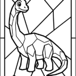 Brachiosaurus Stained Glass Coloring Pages Printable