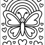 Butterfly Hearts Rainbow Coloring Pages