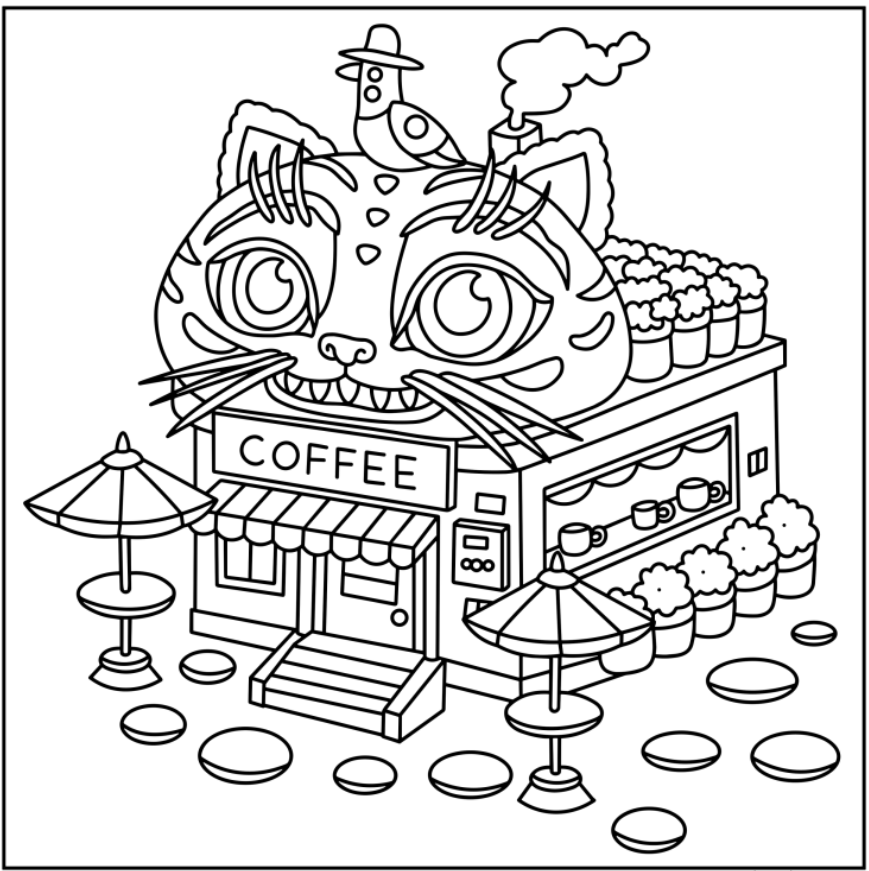 Cozy Corner-style Derpy and Sussie’s Coffee Shop Coloring Pages