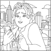 Cozy-style Bobby (Huntrix’s Manager) Coloring Pages