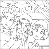 Cozy-style Casual Huntrix Coloring Pages Printable