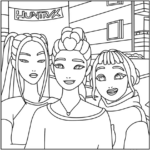 Cozy-style Mira, Rumi, and Zoey Coloring Pages Printable