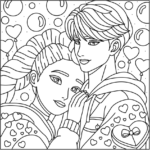 Cozy-style Rumi, and Jinu Valentine’s Day Coloring Pages