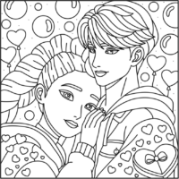 Cozy-style Rumi, and Jinu Valentine’s Day Coloring Pages