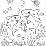 Cute Shark Family Coloring Pages