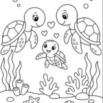 Cute Turtle Family Coloring Pages
