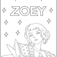 Detailed Zoey KPop Demon Hunters Coloring Pages Printable