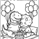 Dinosaur Birthday Party Coloring Pages Printable