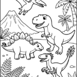 Friendly Dinosaur Friends Coloring Pages