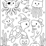 Halloween Turtle and Friends Coloring Pages
