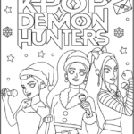 Huntrix Christmas Party Coloring Pages Printable