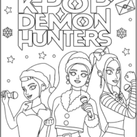 Huntrix Christmas Party Coloring Pages Printable