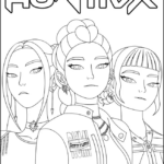 Huntrix Group Coloring Pages Printable