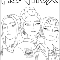 Huntrix Group Coloring Pages Printable