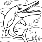 Ichthyosaurus Marine Scene Coloring Pages Printable