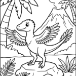 Microraptor Jurassic Scene Coloring Pages Printable