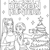 Mira and Zoey’s Christmas Selfie Coloring Pages Printable