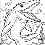 Mosasaurus Marine Scene Coloring Pages Printable