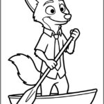 Nick Wilde Rowing Coloring Pages Printable