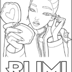 Rumi Applying Mascara Coloring Pages Printable