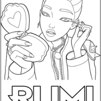 Rumi Applying Mascara Coloring Pages Printable