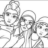 Rumi, Mira and Zoey Looking Surprised Coloring Pages