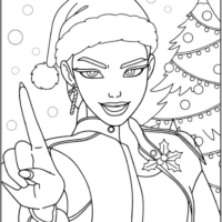 Rumi with Christmas Tree Coloring Pages Printable
