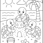 Sandcastle Teamwork Coloring Pages Printable