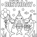 Shark Happy Birthday Coloring Pages