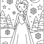 Simple Elsa Coloring Pages Printable