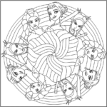 Simple Huntrix Mandala Coloring Pages Printable