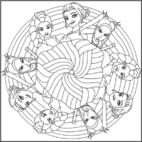 Simple Huntrix Mandala Coloring Pages Printable