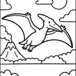 Simple Pterodactyl Coloring Pages Printable