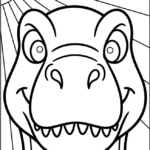 Simple T-Rex Dinosaur Face Coloring Pages Printable