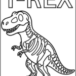 Simple T-Rex Skeleton Coloring Pages Printable