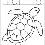 Simple Turtle with Word Tracing Coloring Pages