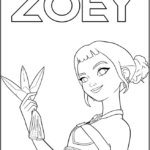 Simple Zoey with her Shin-kal Coloring Pages Printable