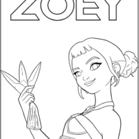 Simple Zoey with her Shin-kal Coloring Pages Printable