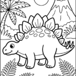 Stegosaurus Jurassic Scene Coloring Pages Printable