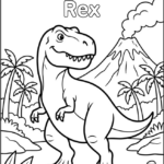 T-Rex Jurassic Scene Coloring Pages