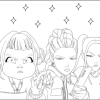 Tired Zoey, Rumi and Mira Coloring Pages Printable