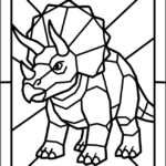 Triceratops Stained Glass Coloring Pages Printable