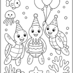 Turtle Birthday Party Coloring Pages Printable