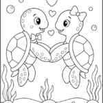 Turtle Couple Coloring Pages Printable