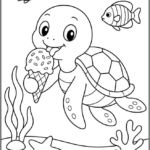 Turtle Eating Ice Cream Coloring Pages Printable