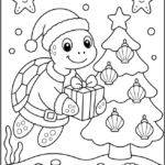 Turtle Santa Coloring Pages Printable