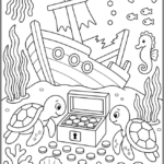 Turtle Treasure Hunt Coloring Pages Printable