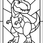 Tyrannosaurus Rex Stained Glass Coloring Pages Printable